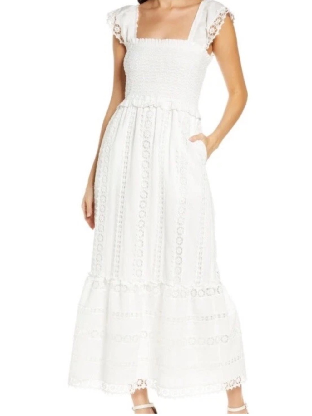 SAYLOR Elin embroider Eyelet Lace Midi Dress - Picture 3 of 14